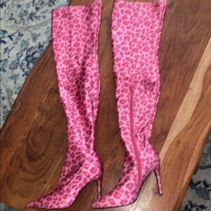 Pink Leopard Print Women's Boots